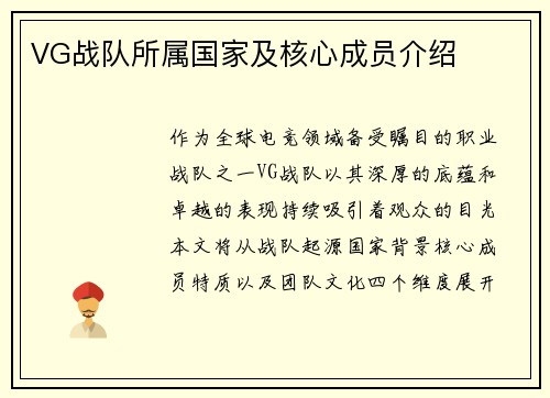 VG战队所属国家及核心成员介绍